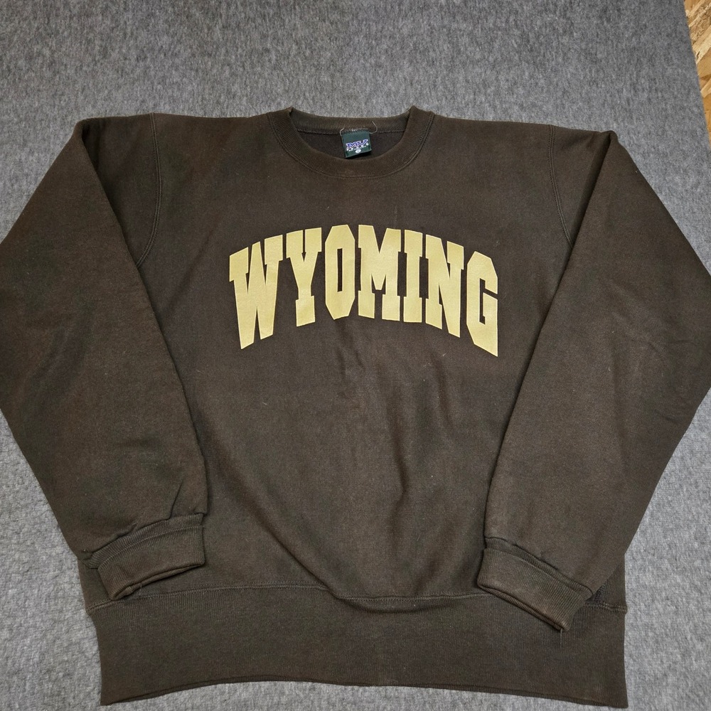 Vintage MV Sport Wyoming Cowboys Sweatshirt Mens Large Brown Crewneck Football